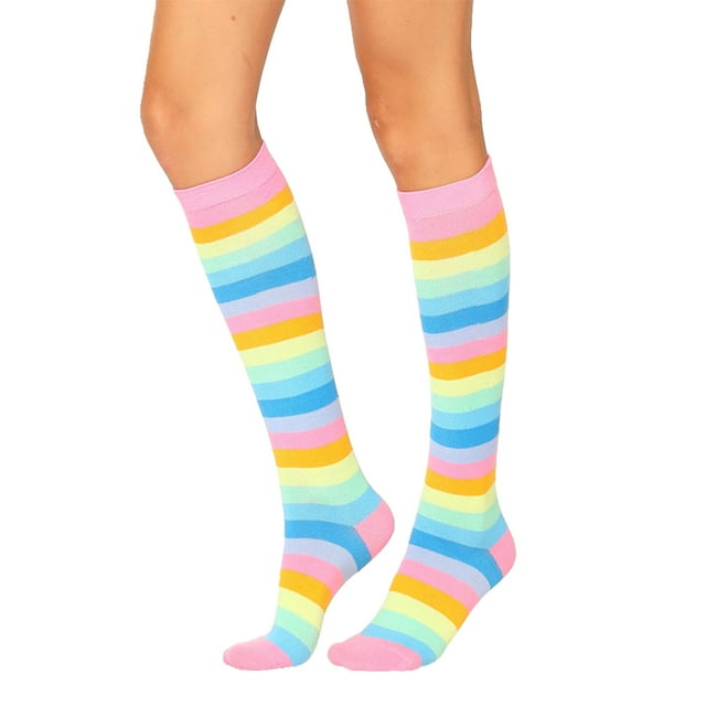 Sonducket 1 par de calcetines a rayas hasta la rodilla transpirabilidad calcetín fácil de combinar calcetín botas medias para disfraz de fiesta Type3 NO3 Sonducket AP008902-01