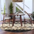 thumbnail image 5 of Brown Ethnic Round Rug 7ft Washable Circle Rugs Non Slip Southwest Zigzag Weave Boho Retro Geometric Large Area Rug Indoor Floor Carpet for Bedroom Kitchen Living Room Home Office Dining Room Nursery, 5 of 9