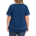 thumbnail image 3 of GRACE & GRANDEUR Women's Plus Size Summer T-Shirts Short Sleeve Crew Neck Loose Casual Knit Blouse Tops 3X Navy Blue, 3 of 5