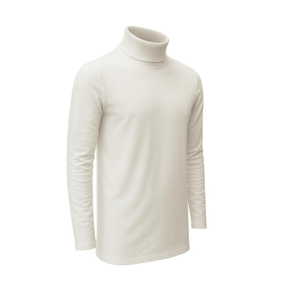 MakTee Turtle Neck Long Sleeve Men’s T-Shirt Heavy-Weight Ultra-Soft 100% Cotton White