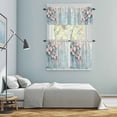 thumbnail image 5 of Pink Spring Flower Kitchen Curtains Sets for Windows 36 Inch Length, Retro Blue Wall Mottled Pastoral Rod Pocket Window Treatments Tier Curtains and Valances Set for Bedroom/Bathroom, 5 of 8