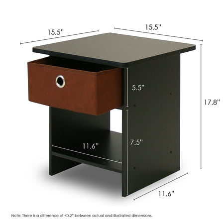 Furinno 10004 End Table/ Nightstand Storage Shelf with Bin Drawer