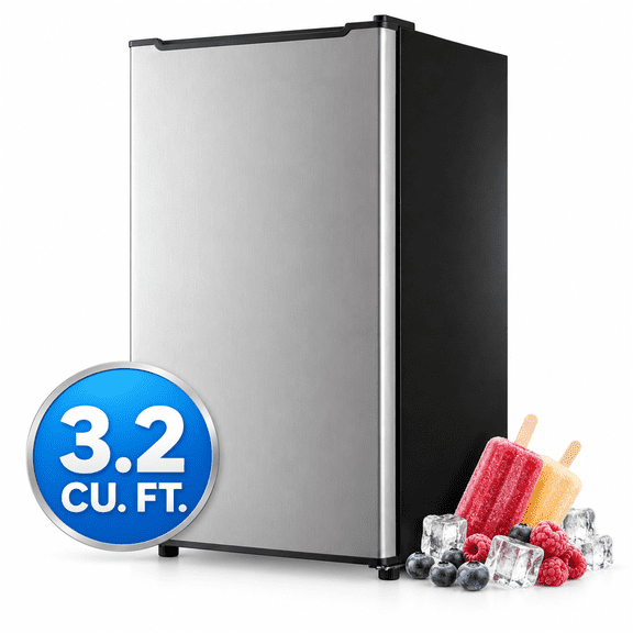Novadexor 3.2 cu ft Upright Freezer, Compact Freezer, Garage Kitchen Silver