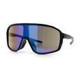 thumbnail image 5 of Mens Oversized Shield Color Mirror Sport Wrap Plastic MTB Rectangle Sunglasses Black - Teal Mirror, 5 of 7
