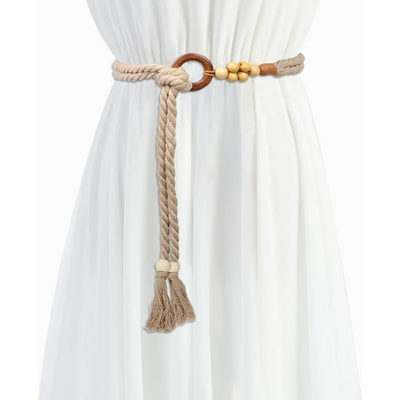 YooGuoGuo Women's Braided Knotted Waist Belt, Trendy Bohemian Style Waist Belt Decorative Tassel Dress Belt for Women Girls