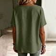 thumbnail image 6 of Stamzod Shackets for Women Casual V Neck Button Down Shirt Tops Summer Beach Short Sleeve Shacket Green B M, 6 of 7