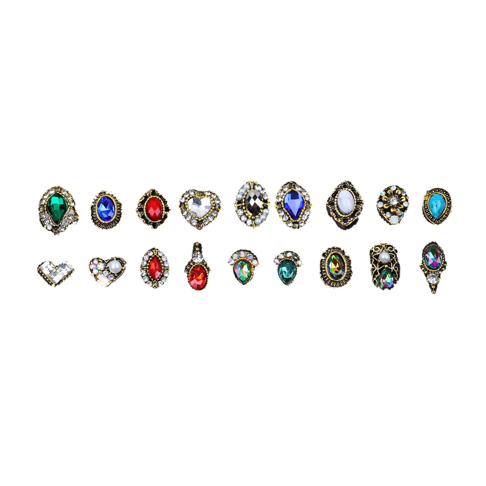 EHJRE Professional Nail Rhinestones Bulk Kit for Manicure Decoration, Nail Gems Nails Ornaments Stones Nail Crystals Supplies Accessories - SP03, 8.3x5.9x0.6inch Box