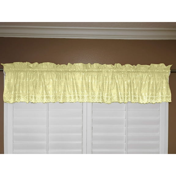 cotton eyelet window valance 58 wide light yellow