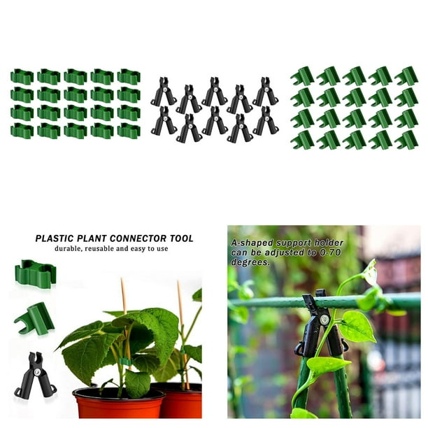 50x Clip de conector de plantas, , de utilizar, soporte de varillas doble, abrazaderas de barra, clips giratorios de plantas para to CUTICAT Clip conector de plantas
