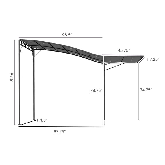 10' x 8' Outdoor Pergola and Patio Gazebo for Garden, , Deck, Doors and Windows, Dark Gray