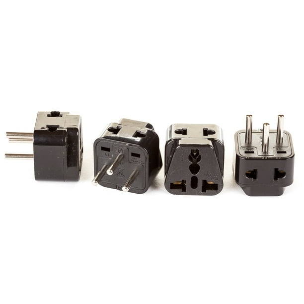 OREI 2 in 1 USA to Israel Travel Adapter Plug (Type H) 4 Pack, Black