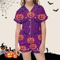 thumbnail image 2 of Utlike Girls Halloween Pajamas Set Hallomas Pyjamas Set Soft Printed Sleepwear Kids Short Sleeved Top And Pants Cute Casual Loungewear Lightweight Nightwear For Girl Size 4 Years-5 Years, 2 of 4