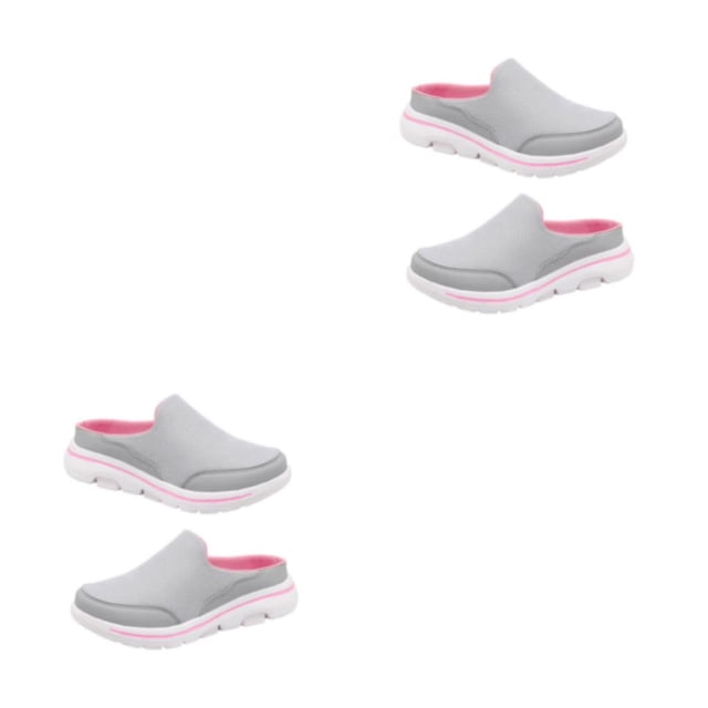 Sonducket 1 par de toboganes de cubierta de malla de estilo informal portátil para mujer, zapatillas transpirables de fiesta para niñas, gris rosa talla 44 2piezas