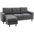 thumbnail image 2 of HomCom 3-Piece L-Shape Chaise Lounger Modern Couch Set w/ Sponge Cushions, Grey, 2 of 9