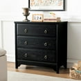 thumbnail image 6 of ANHDAH Storage Dresser Chest for Bedroom, 3 Wood Drawer Dresser for Clothes, Black, Set of 2, 6 of 7