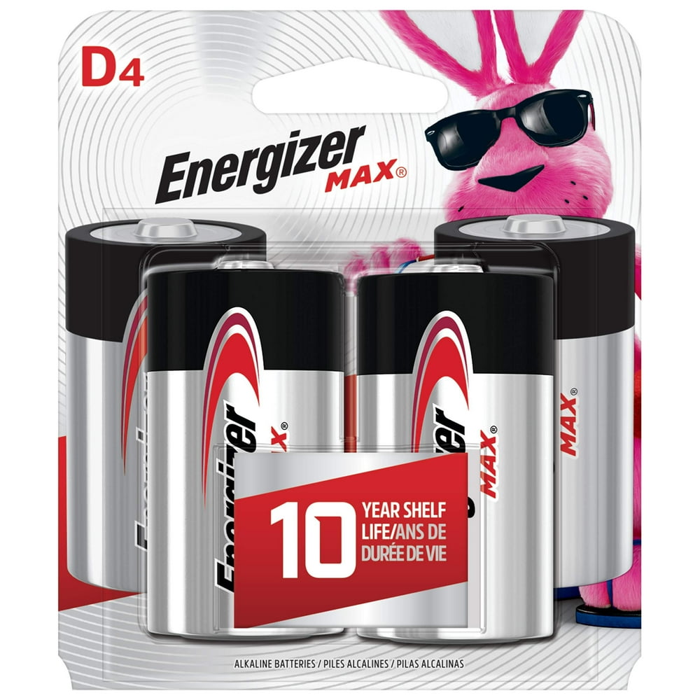 Energizer Max D Batteries, Premium Alkaline D Cell Batteries (4 Battery