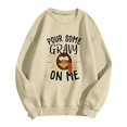 thumbnail image 4 of Thanksgiving Mens Sweatshirt Funny Letter Turkey Face Graphic Pullover Sweatshirt Family Dinner Fall Winter Oversized Long Sleeve Crew Neck Casual Sweatshirt for Men, 4 of 4