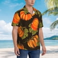 thumbnail image 3 of Balery Orange Pumpkin Camisas hawaianas de manga corta para hombre, camisas playeras de corte holgado, camisas de vacaciones con botones,X-Large, 3 of 7