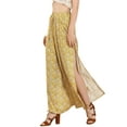 thumbnail image 4 of INSPIRE CHIC Women's Boho Tassel Drawstring High Split Paisley Wide Leg Pants XL Yellow, 4 of 6