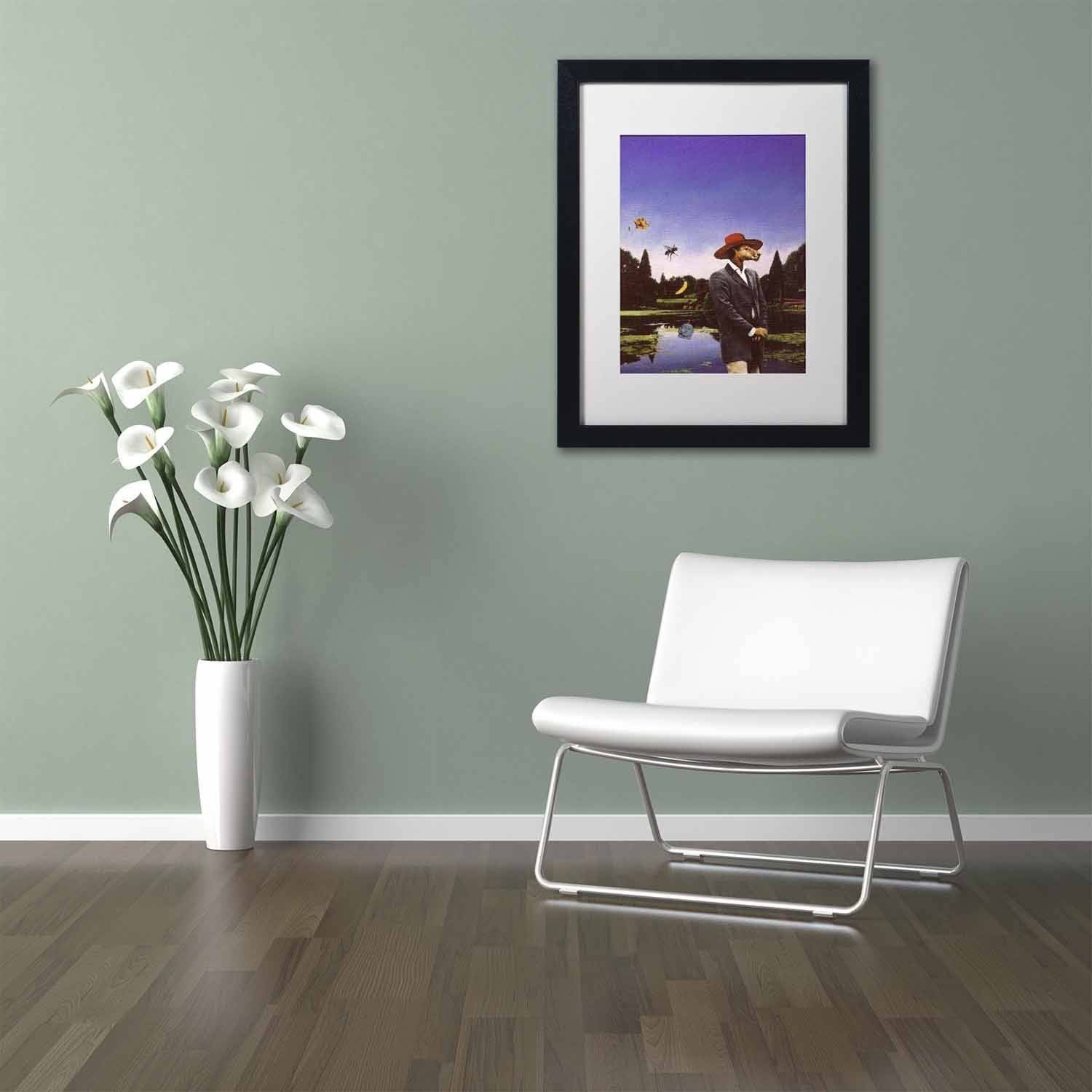 Trademark Fine Art 'Kangaroo Hat' Canvas Art by Nick Bantock, White Matte, Black Frame
