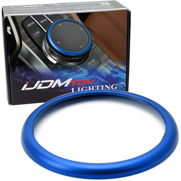 iJDMTOY 1pc Blue Aluminum Ring Compatible With BMW 1 2 3 4 5 6 7 Series X3 X4 X5 X6 Center Console iDrive Multimedia