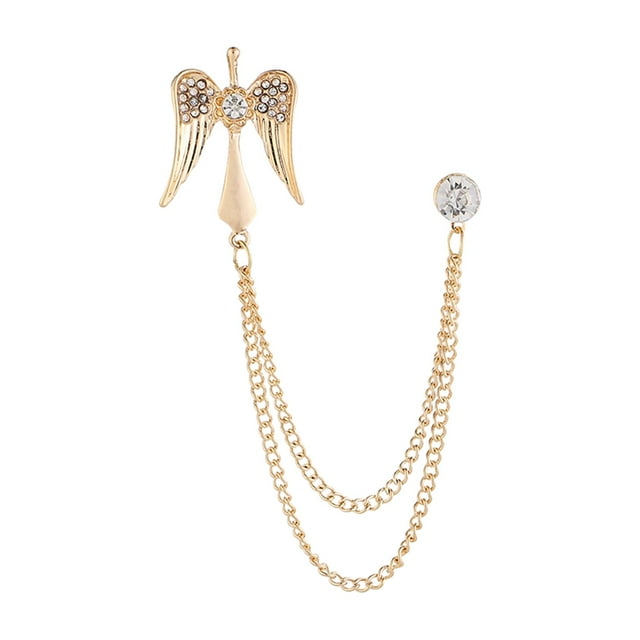 Broche Aile d'Ange Accessoires de Bijoux Chaîne Suspendue pour Fête Broche pour Homme Or