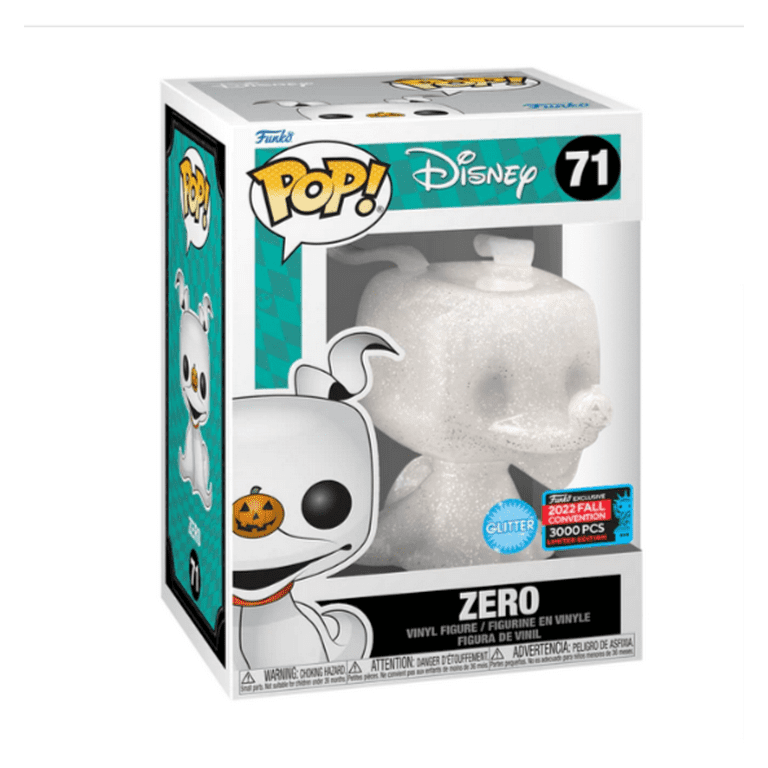 Funko POP! Disney Nightmare Before Christmas Zero (Glitter) #71 Limited  Edition of 3000 2022 NYCC Exclusive Sticker