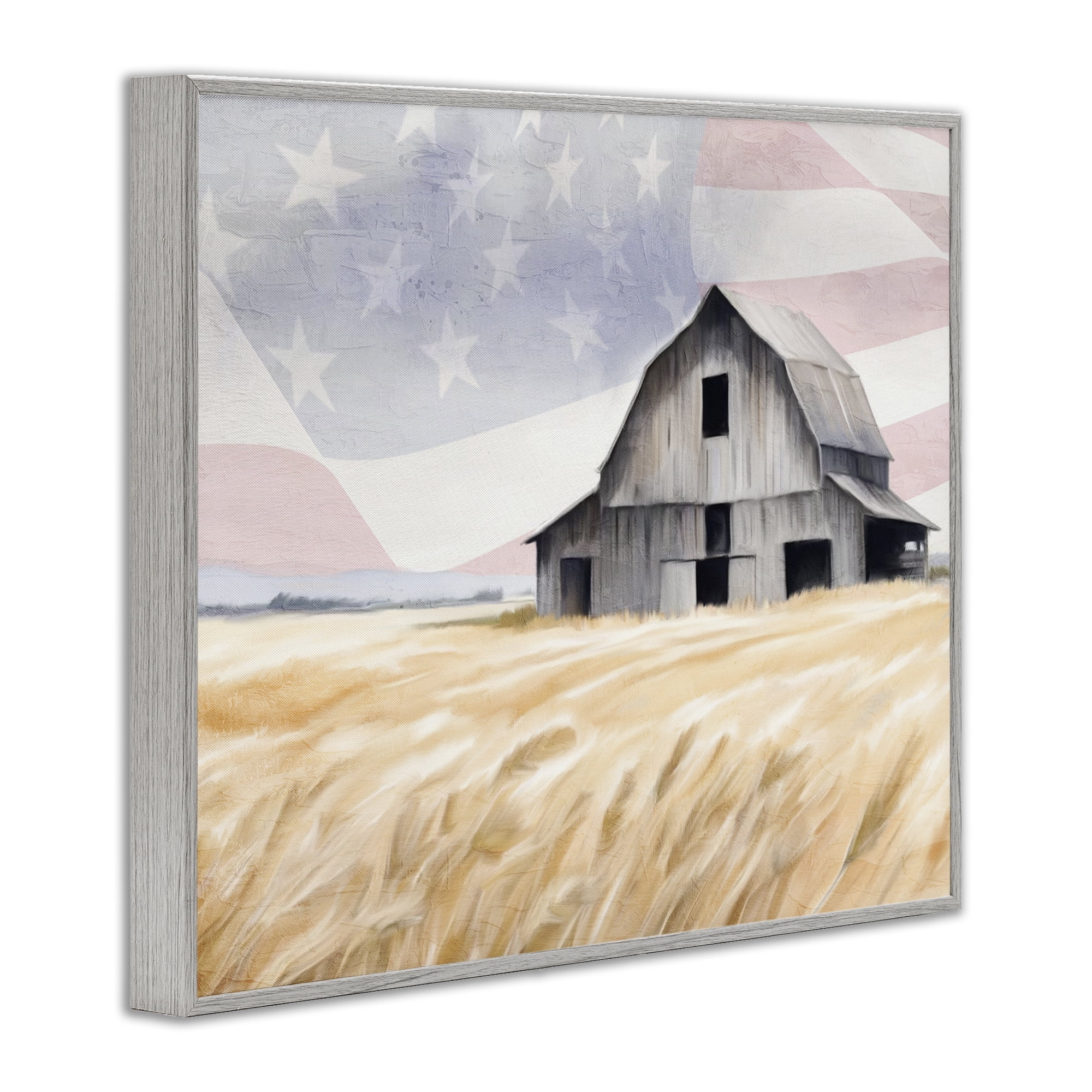 Stupell Industries Amber Waves of Farmland Gray Framed Giclee Art, design by Kim Allen