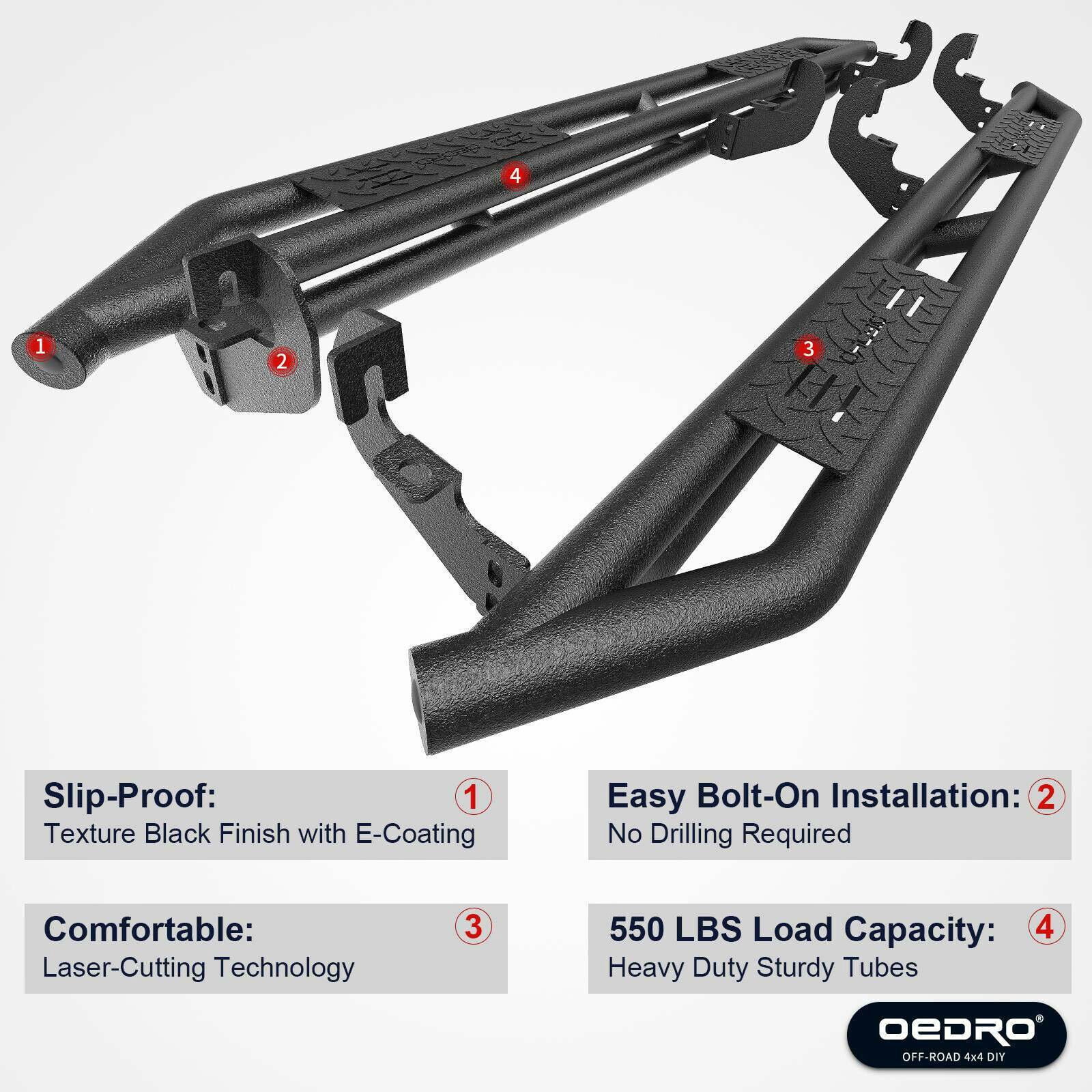 RVNI 6" Running Boards Side Step Nerf Bars for 2007-2021 Toyota Tundra Double Cab, Textured Black