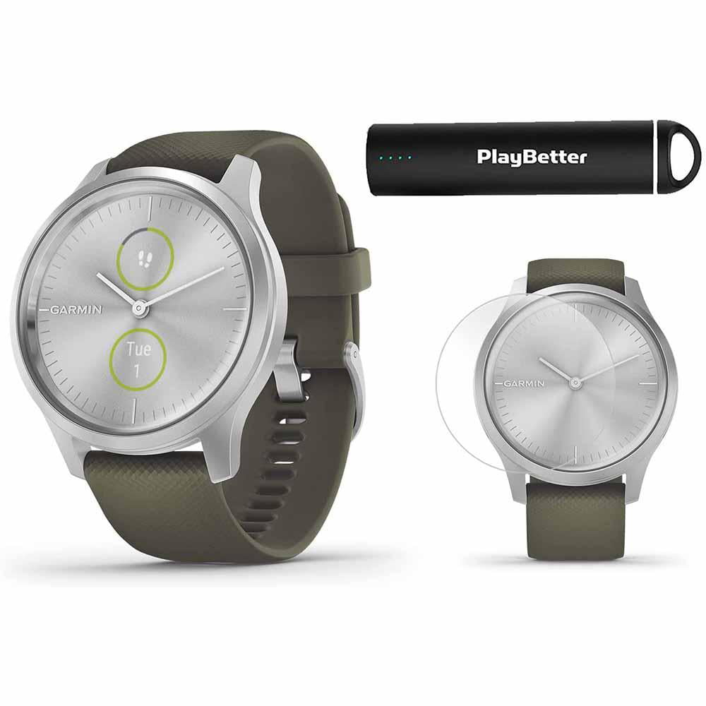 Garmin vivomove Style (Moss Green/Silver) Hybrid GPS Smartwatch Power Bundle | +PlayBetter Portable Charger & PlayBetter HD (4-Pack) - Walmart.com