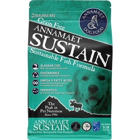 Annamaet Grain-Free Sustain Formula Dry Dog Food, (Line-Caught Cod & Free-Range Turkey), 5-lb Bag