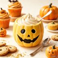 thumbnail image 2 of Halloween Ceramic Pumpkin Mug Set of 4 Carved Happy Face Fall Drink Cup Decor Cozy Fall Ambiance, 2 of 4