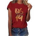 thumbnail image 2 of Itsame 4th of July Outfits for Women Printed Short Top Independence Day Short T-Shirt Sleeve Wine Size L, 2 of 4