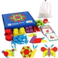 thumbnail image 1 of Fiudx Juego de Bloques de Madera, Rompecabezas de 155 Piezas con Formas Geométricas, Juguetes Educativos de Tangram, Diseño de Materiales Seguros, Experiencia de Aprendizaje Divertida, Entretenimient, 1 of 6