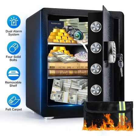 2.0 Cubic Feet Security Safe Box, Dual Alarm System,  W/Electronic Digital Keypad, LED Light for Home Office Hotel Use 15"D x 12.2W" x 17.7"H