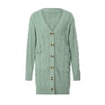 thumbnail image 5 of Inevnen Womens Long Sleeve Cable Knit Long Cardigan Open Front Button Sweater Outerwear, 5 of 8