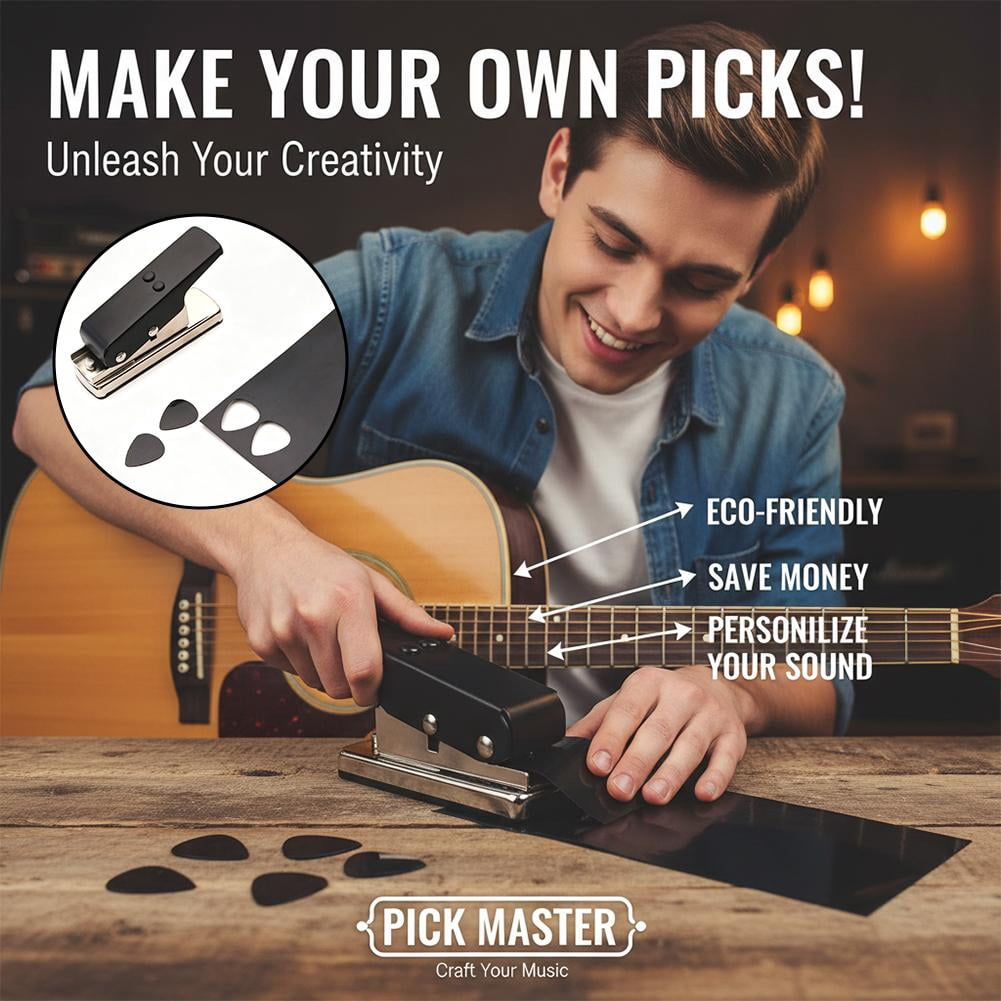 Guitar Pick Maker Punch Kit with 25pcs GuitarPick Sheets,Heavy Duty Guitar PickMaker,DIY Maker Hole Punch Plastic Card Cutter Machine,Professional Crafting Tool for Music Lovers,Workstation,Hobbyists