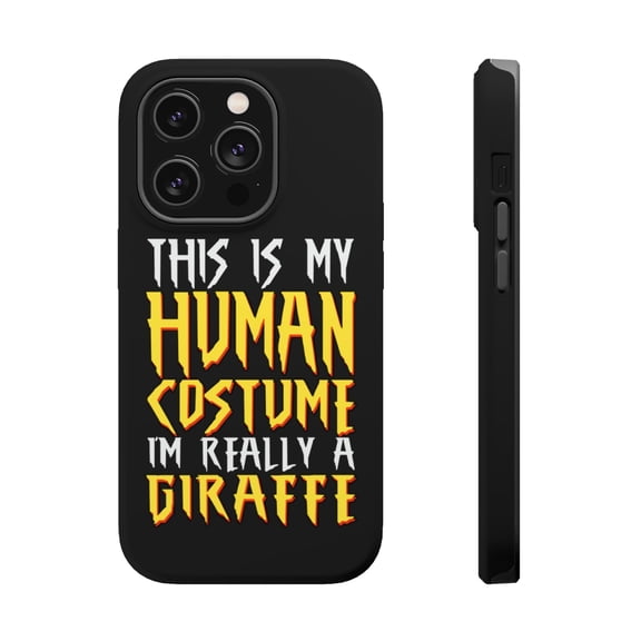 DistinctInk Tough Case for Apple iPhone 15 PRO (6.1" Screen), Compatible with MagSafe Charging - My Human Costume, Really a Giraffe