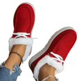 thumbnail image 3 of Women's Winter Flat Lace Up Round Toe Cotton Shoes with Warm Fleece Lining, Breathable Upper for Cold Weather Comfort, Casual Warm Sneakers for Daily Outdoor Walking, 3 of 5