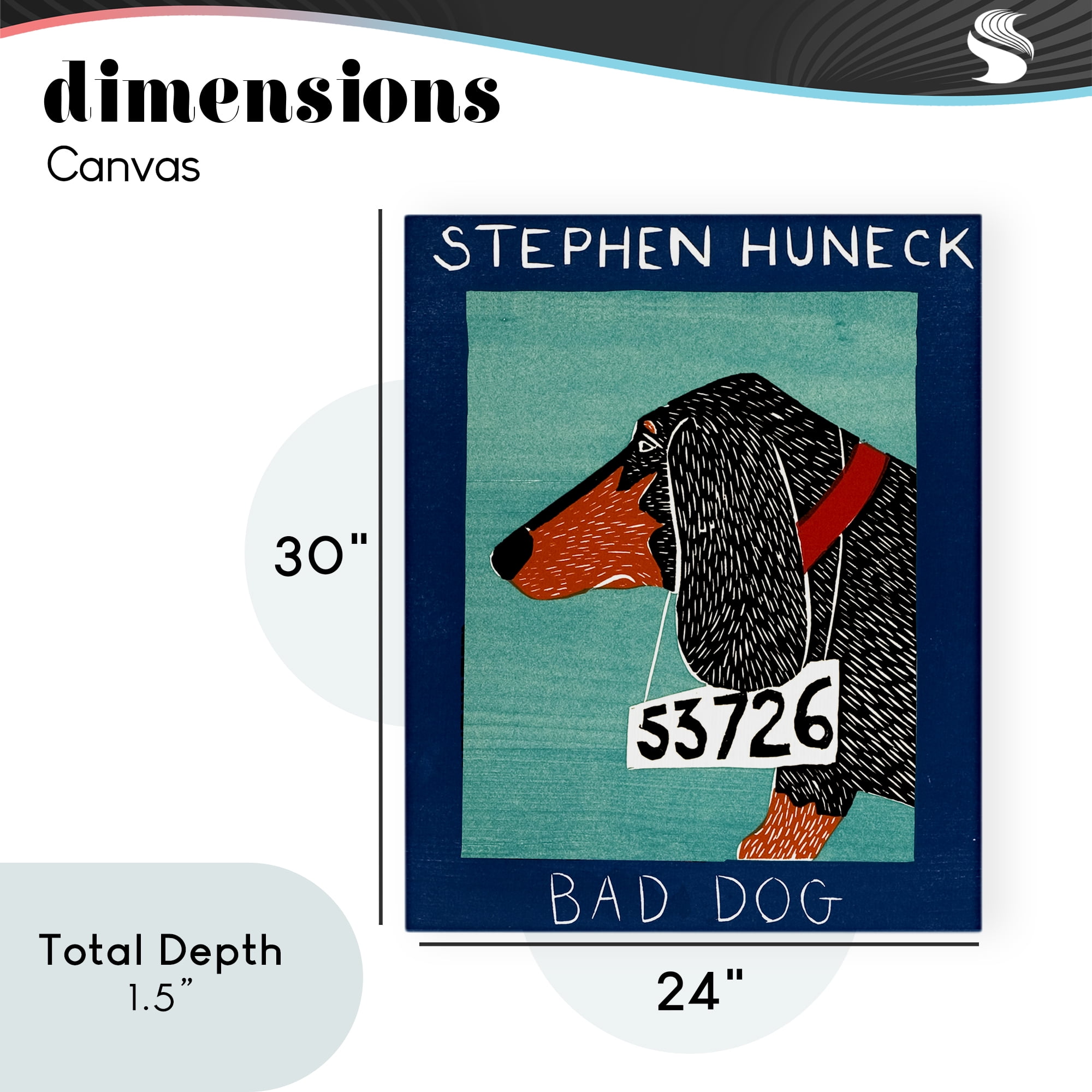 Bad Dog Dachshund Canvas Wall Art, design by Stephen Huneck