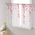 thumbnail image 3 of Sheer Curtains 45 inches Long, Plants Gradient Pink Leaves Farmhouse Style Light Filtering Sheer Window Curtains Rod Pocket Voile Drapes for Bedroom Living Room, 52"W x 45"L 2 Panels, 3 of 7