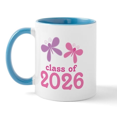 CafePress - Class Of 2026 Graduate Butterflies - 11 oz Ceramic Mug - Novelty Coffee Tea Cup