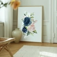 thumbnail image 6 of Navy and Blush Flowers, Watercolor Flowers, Roses, Greenery, Girl Nursery - Illustration Floral Watercolor Flowers Botanical Pastel Garden Oak Framed Wall Art Print 9 x 12 inches, 6 of 12