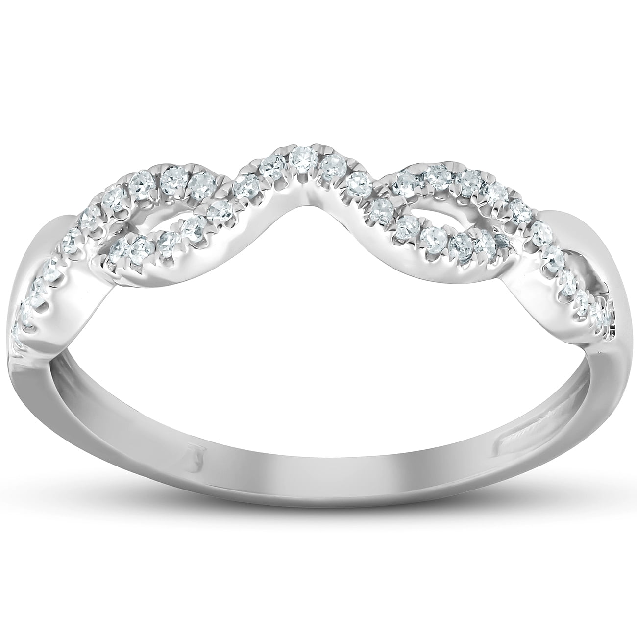 14k White Gold Plated Simulated Diamonds Station Solitaire Wrap Ring Guard Enhancer 1//8 ct
