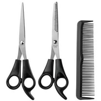 Pcapzz Hair Cutting Scissors Shears/Thinning/Set,3Pcs Professional Haircut Scissors Kit with Thinning Scissor, Flat Scissor,Comb,Reusable Stainless Steel Scissors Set for Barber, Salon, Home