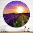 thumbnail image 2 of Designart 'Lavender Field At Sunrise II' Farmhouse Circle Metal Wall Art 29x29 - Disc of 29, 2 of 5