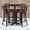 Black Top/Burgundy Vinyl Seat, variant on Emma + Oliver 30RD Natural Table Set-X-Base & 4 Ladder Back Stools,Black Seat