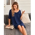 thumbnail image 4 of Ekouaer Nightgown for Women Bamboo Viscose Sleepshirt short sleeve Nightshirt V Neck T shirt Night gown Boyfriend Sleepwear, 4 of 6