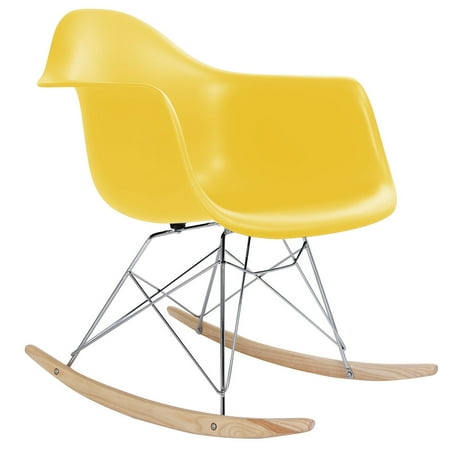 Ghp Yellow Plastic Beech Wood Rocker Runner Mid Century Look S Ghp Yellow Plastic Beech Wood Rocker Runner Mid Century Look S Arm Rocking Chair
