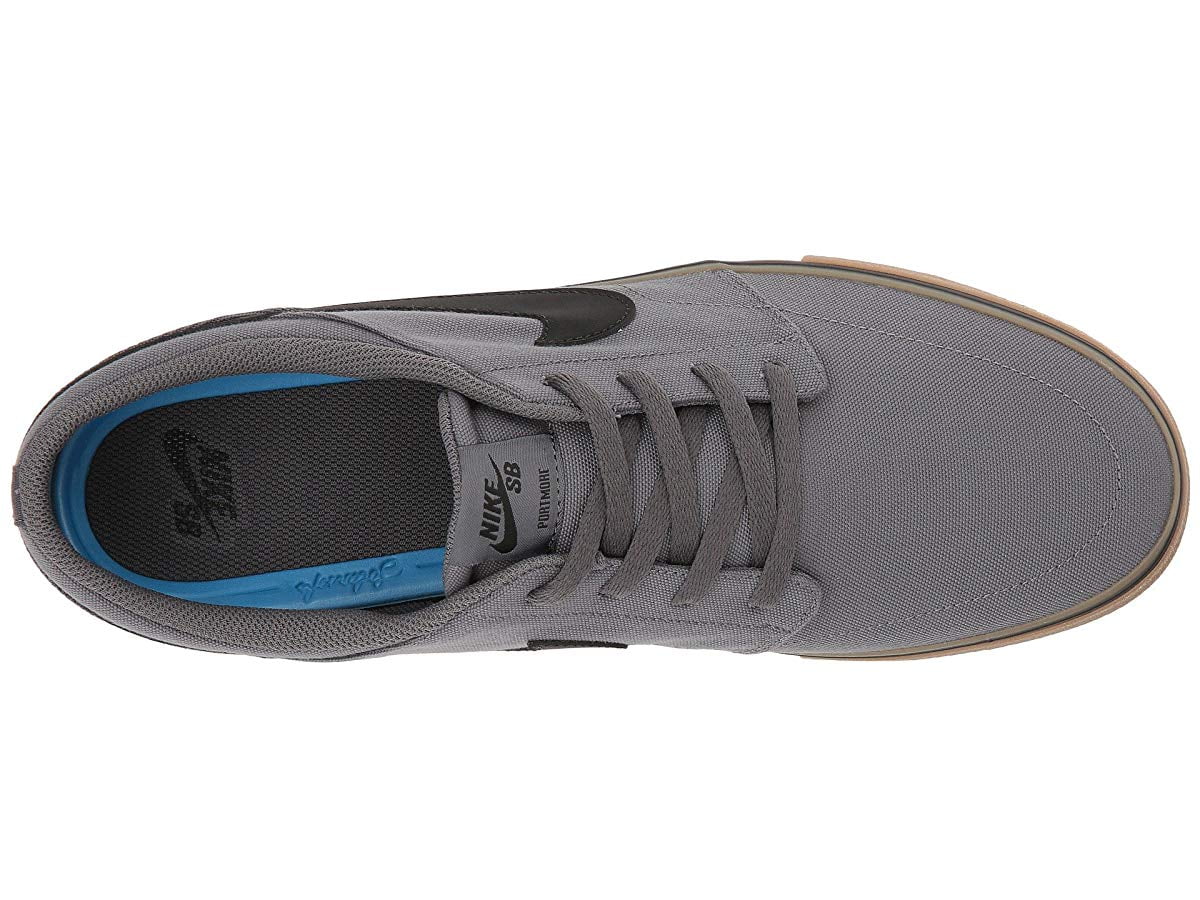 nike sb portmore ii dark grey & gum canvas skate shoes
